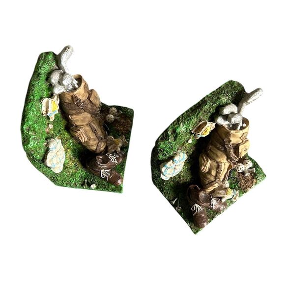 Set of Vintage Resin Relief Golf Themed Bookends - Picture 5 of 8